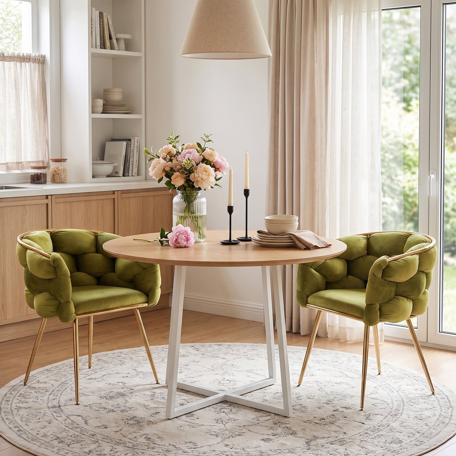 MIVRAY Fauteuil 73 x 56 x 75 cm - Moderne Accentstoel Met Armleuningen - Voor Woonkamer en Slaapkamer - Fluweel en Metaal - Olijfgroen