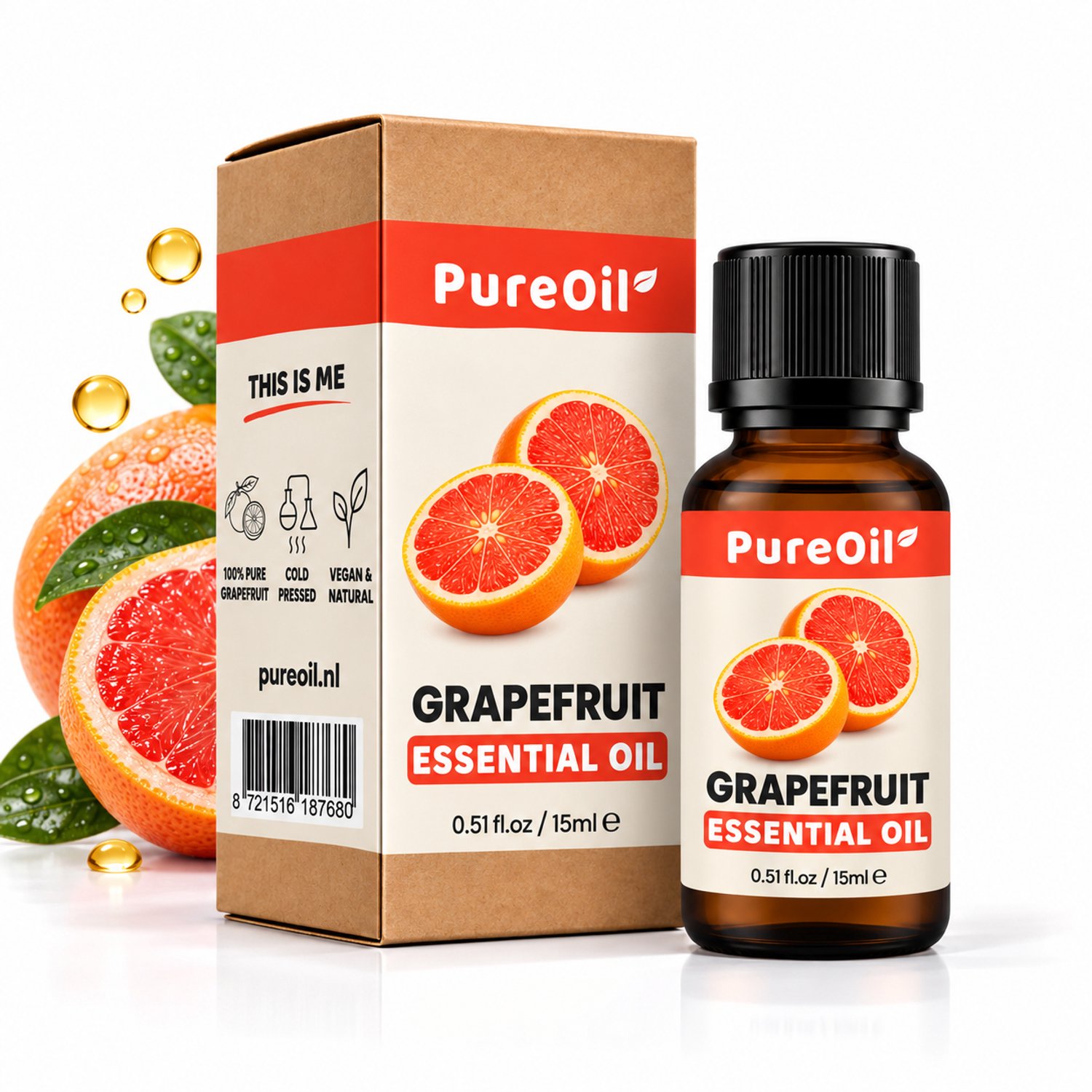 PureOil® - Grapefruit Olie - 15ml - 100% Puur, Natuurlijk & Vegan – Voor Huid | Gezicht | Scalp | Diffuser | Aromatherapie