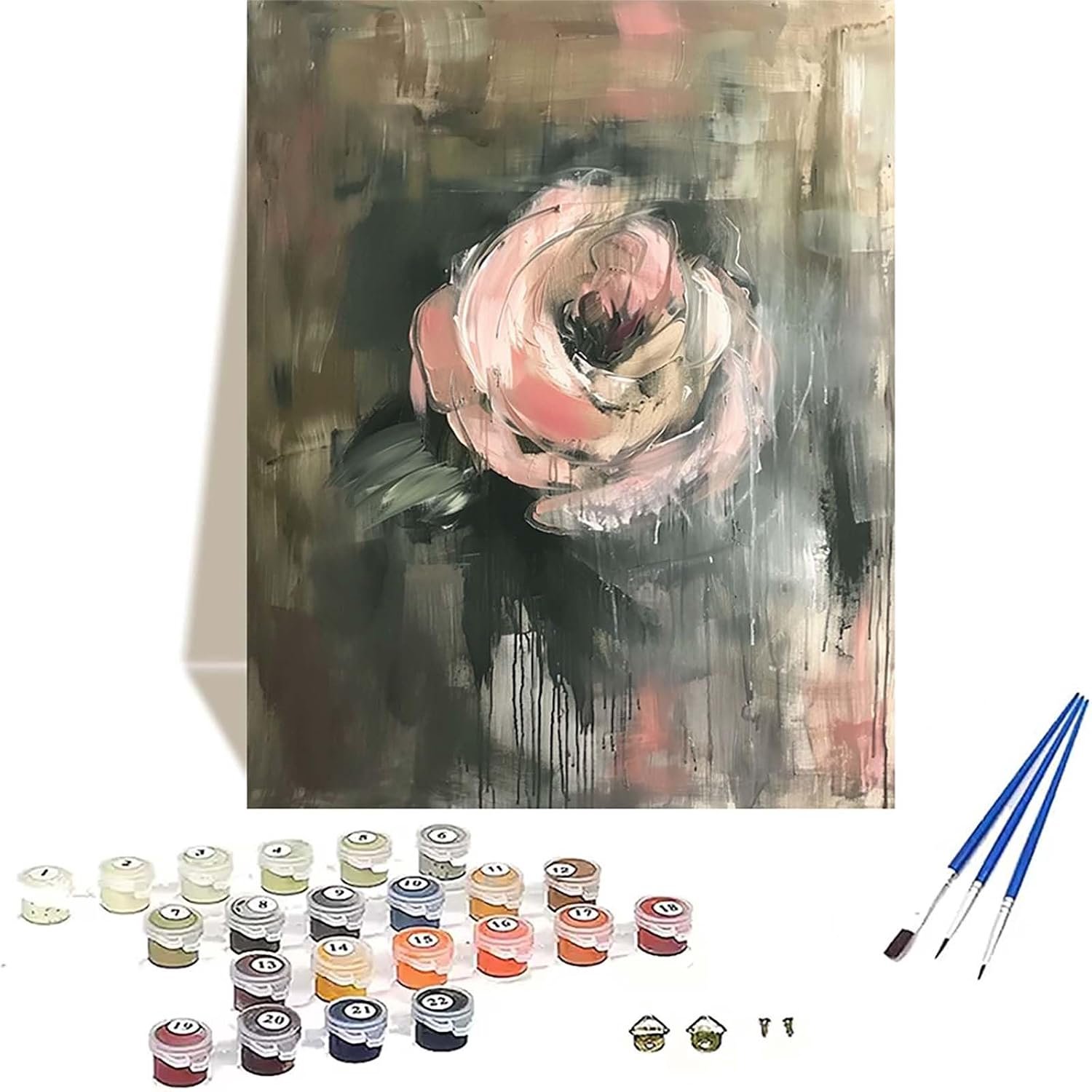 Verf op nummer 20 x - rozenverf op canvas - doe-het-zelf schilderen voor volwassenen - ideaal voor beginners - ServiceTopper
