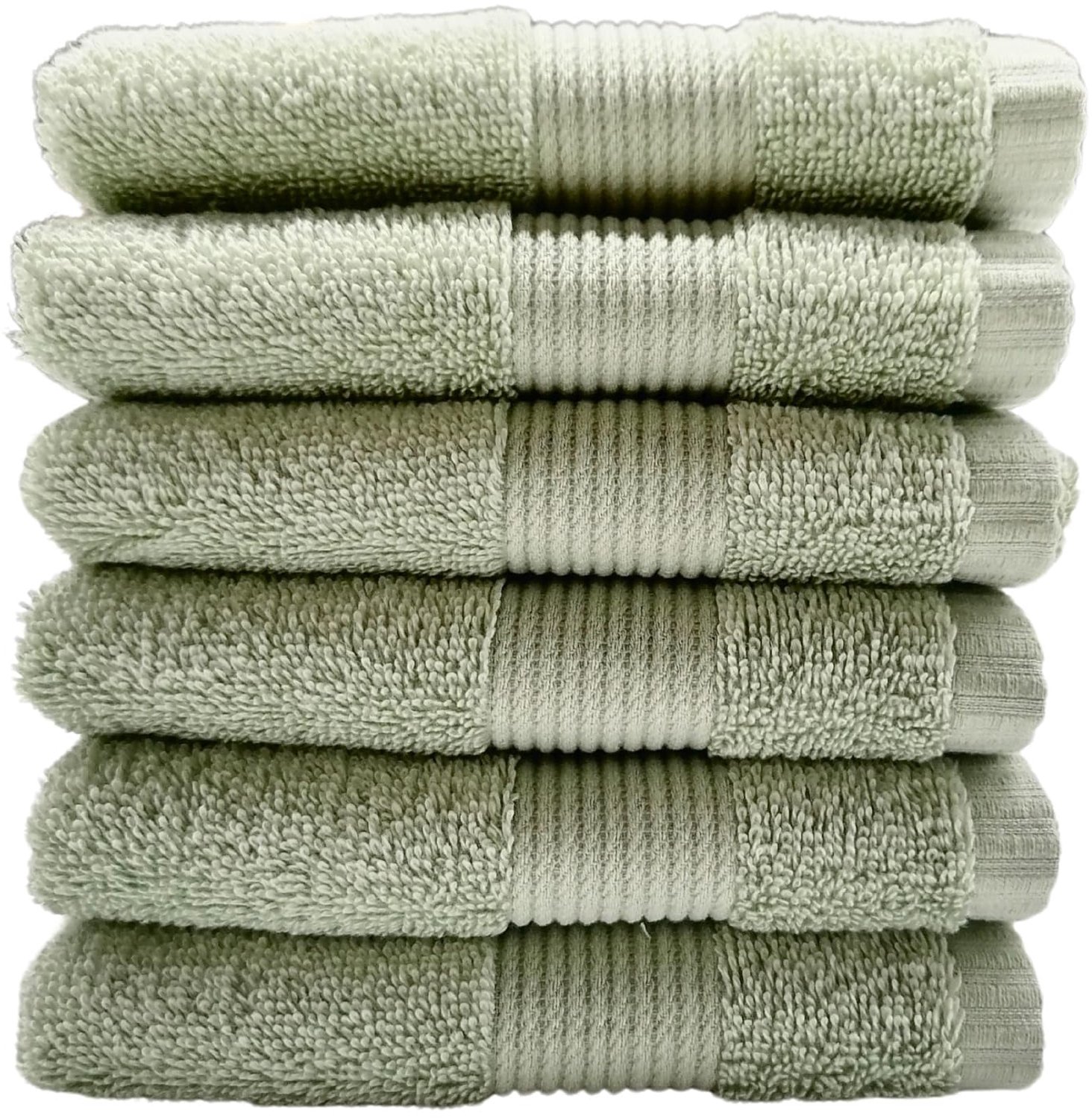 Katoenen Washandjes Set van 6 - 30 x 50 cm - Groen