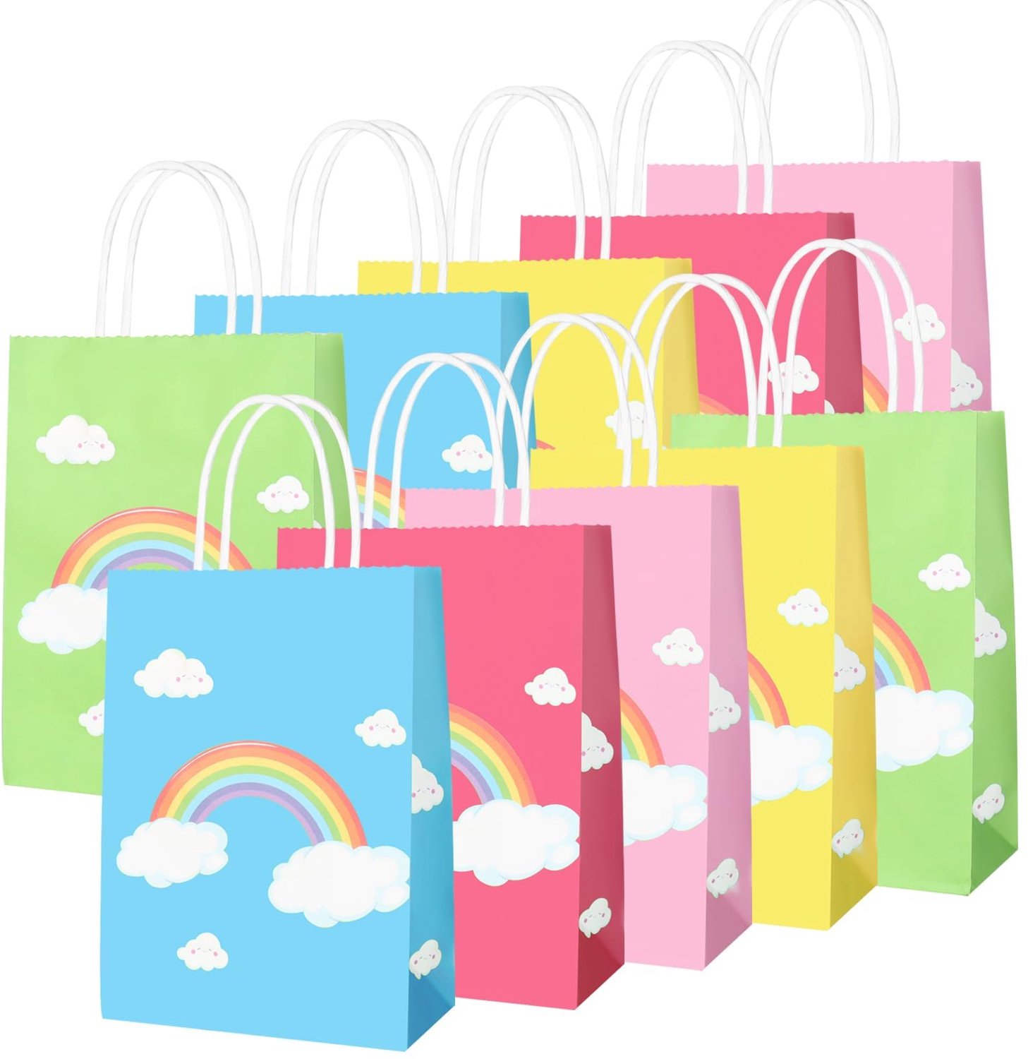 10 Stuks Verjaardagscadeauzakken met Regenboogdesign