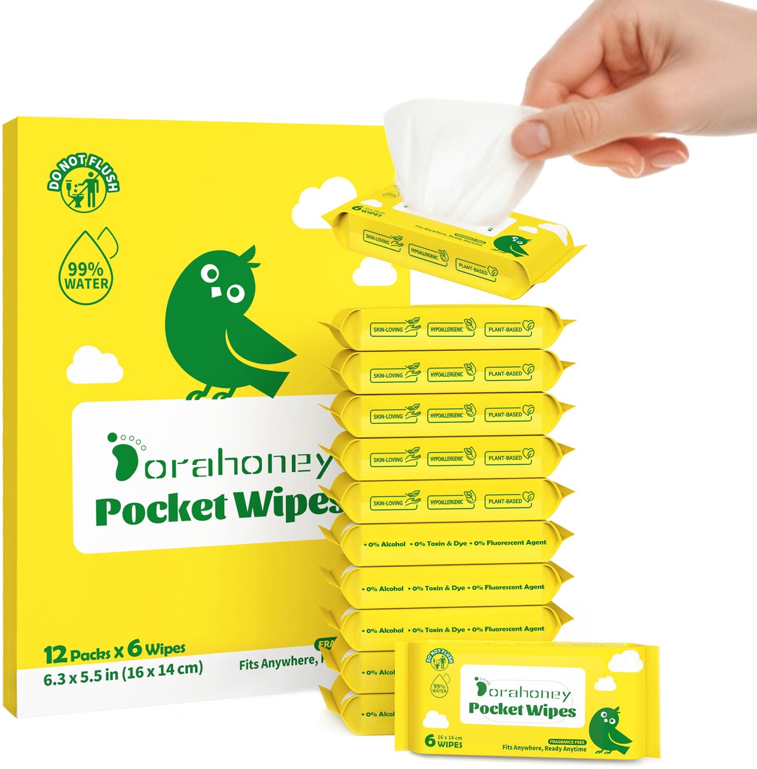 Mini Vochtige Doekjes, 12 Stuks, Ideaal voor Onderweg