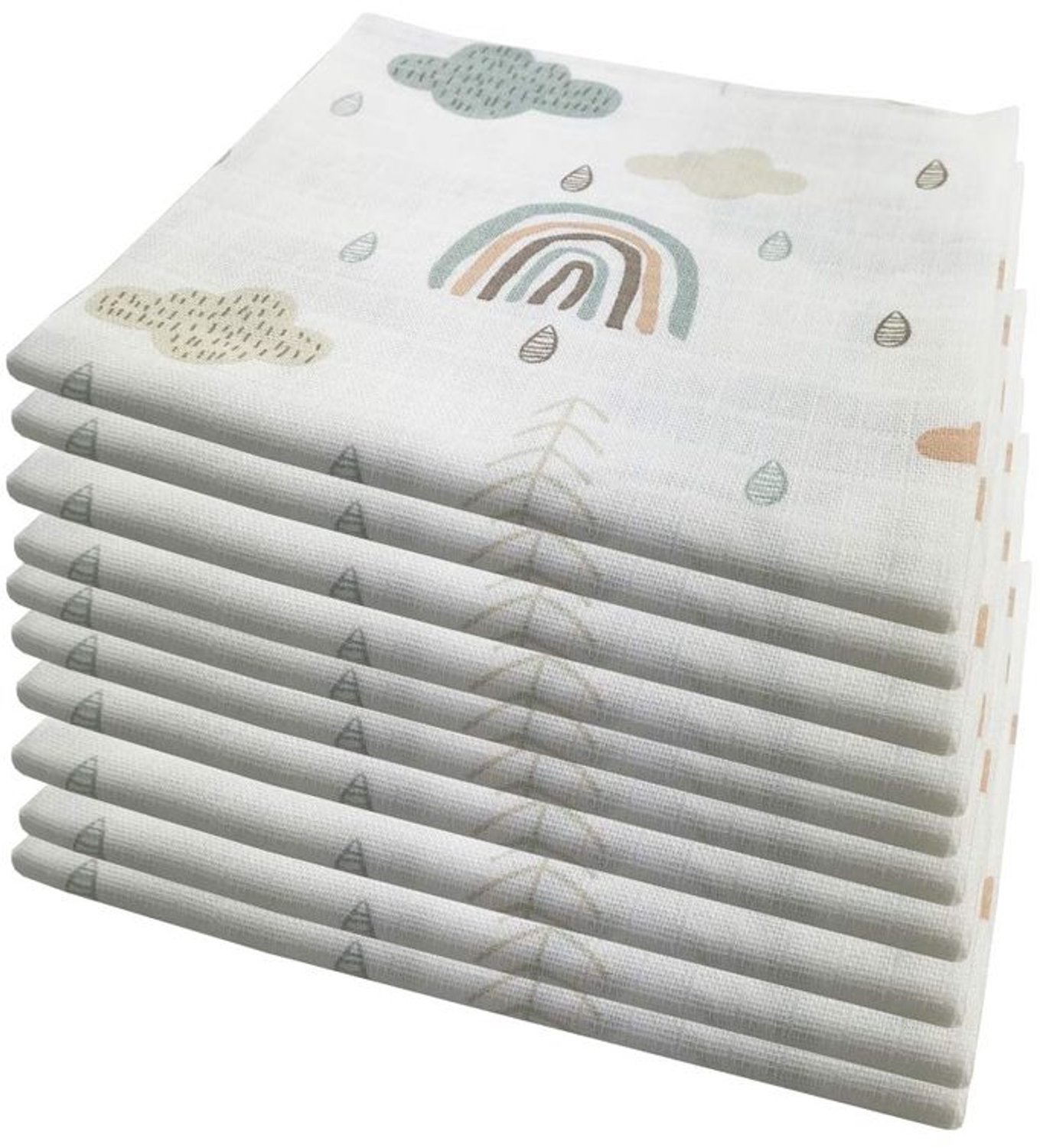 Set van 10 Muslin Babydoekjes 80 x 70 cm, Oeko-Tex Gecertificeerd