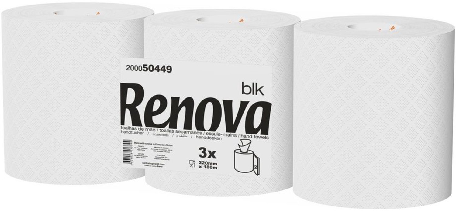 Renova Handdoekrollen 2-Ply, 180 Meter, Wit