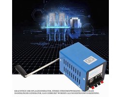 Draagbare Zwengel Generator - 20 Watt Vermogen - USB Poort - Lichtgewicht Blauw - Noodstroomvoorziening Camping Outdoor