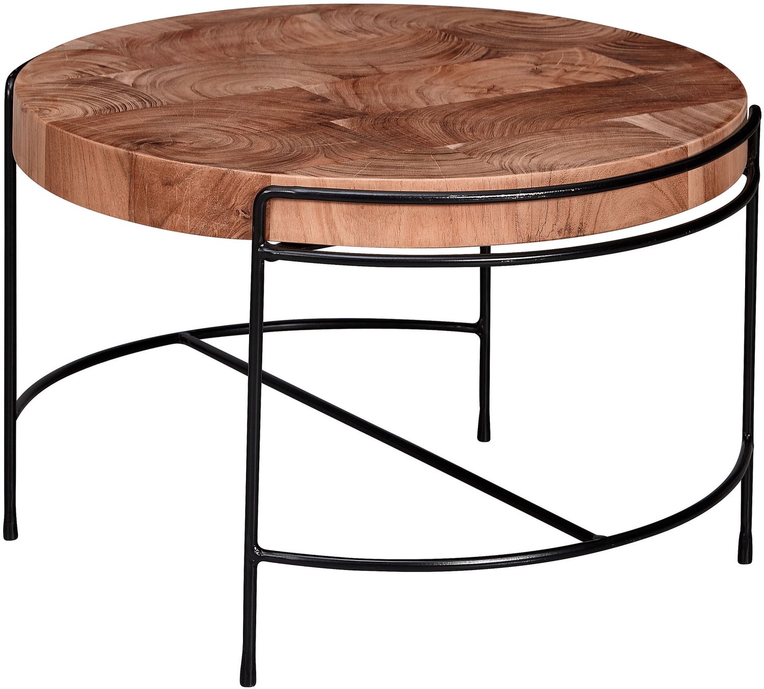Cosmo Casa Salontafel - Massief acaciahout - Bruin - Stalen onderstel - 62 x 62 x 40 cm