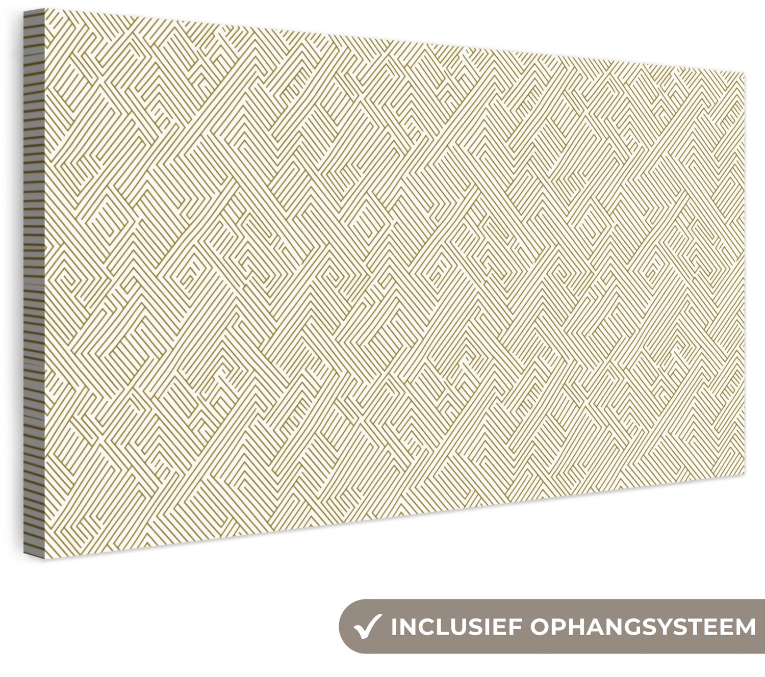 Canvas schilderij 100x50 cm - Exclusieve wanddecoratie Geometrisch - Lijnen - Groen - Muurdecoratie woonkamer - Slaapkamer decoratie - Kamer accessoires - Schilderijen op canvas groot XXL