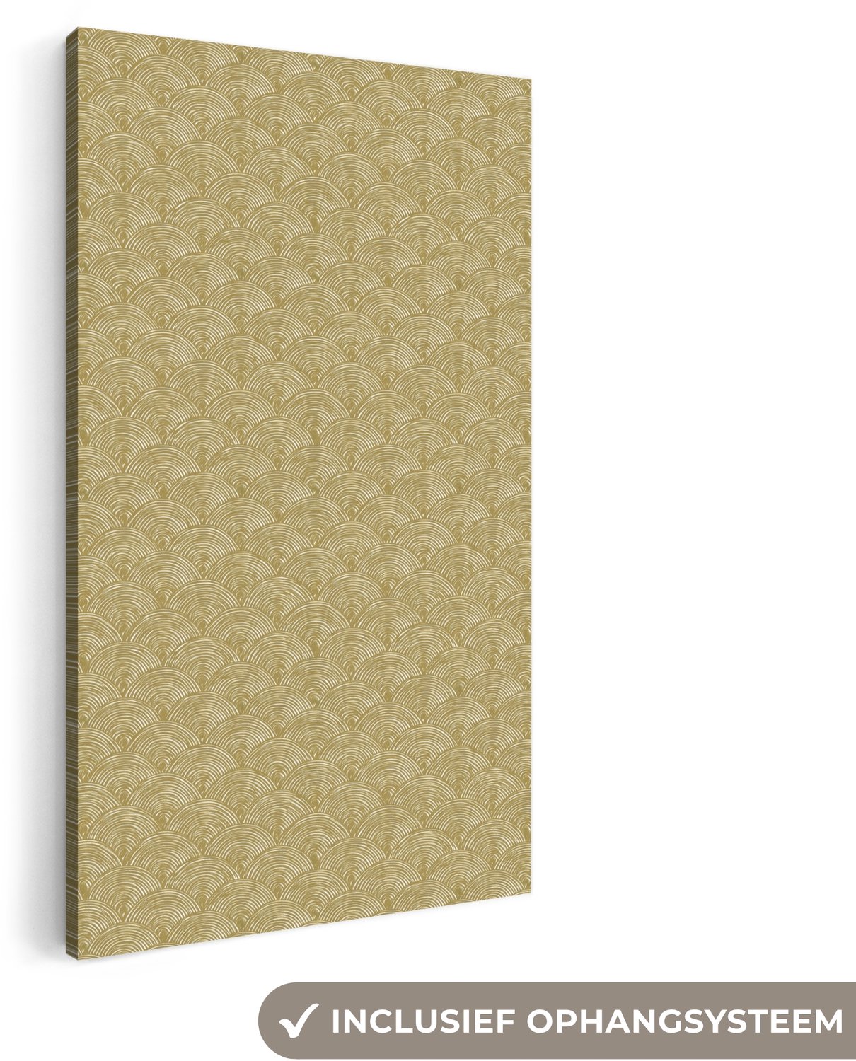 Canvas schilderij 80x160 cm - Exclusieve wanddecoratie Waaier - Geometrisch - Groen - Muurdecoratie woonkamer - Slaapkamer decoratie - Kamer accessoires - Schilderijen op canvas