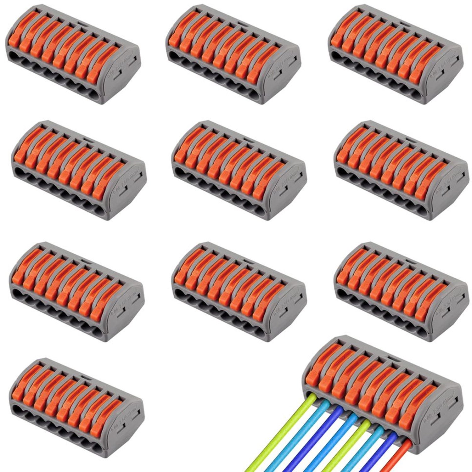 Set van 10 Compacte 8-Poorts Elektrische Klemmen