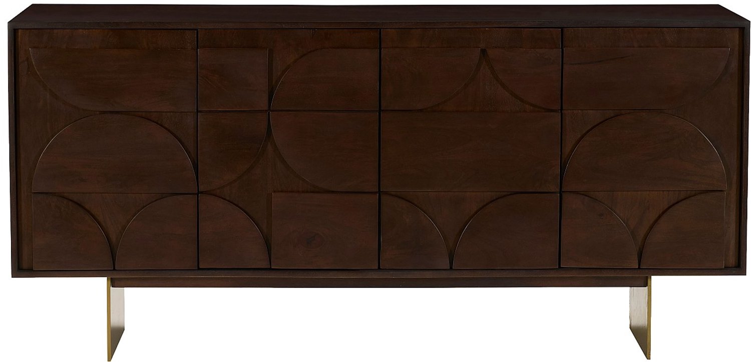 Vente-unique Dressoir met 4 deuren van acaciahout - Donker naturel - IZMELA Natuurlijk donker