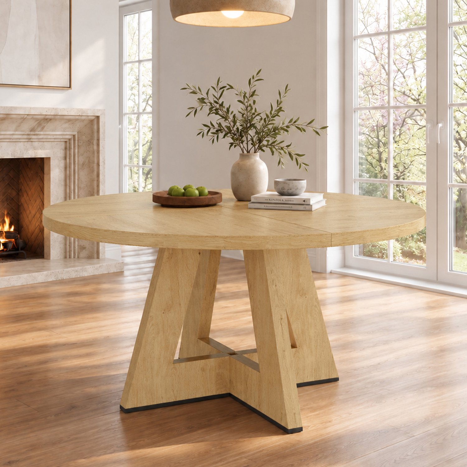 Clruro Eettafel - Ø120×75 cm - Rond - Klassiek Scandinavisch - MDF - Eikenkleur