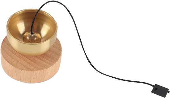 Deurbel kleine schijfbelset 4 cm - massief messing - inclusief mini-klankschaal - voor meditatie en ontspanning - ServiceTopper — afbeelding 2