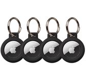 Zwart 4 Pack - Premium materiaal Arnitel®- Sleutelhanger set geschikt voor Apple AirTag 1e en 2e Generatie - Waterdicht optie - Beschermhoes - Laagste prijs garantie - Houder geschikt voor AirTag - In-huis productie - Sleutelhanger