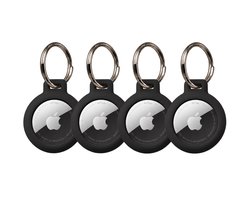 Zwart 4 Pack - Premium materiaal Arnitel®- Sleutelhanger set geschikt voor Apple AirTag 1e en 2e Generatie - Waterdicht optie - Beschermhoes - Laagste prijs garantie - Houder geschikt voor AirTag - In-huis productie - Sleutelhanger