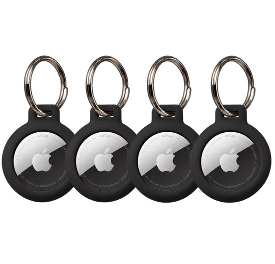 Zwart 4 Pack - Premium materiaal Arnitel®- Sleutelhanger set geschikt voor Apple AirTag 1e en 2e Generatie - Waterdicht optie - Beschermhoes - Laagste prijs garantie - Houder geschikt voor AirTag - In-huis productie - Sleutelhanger