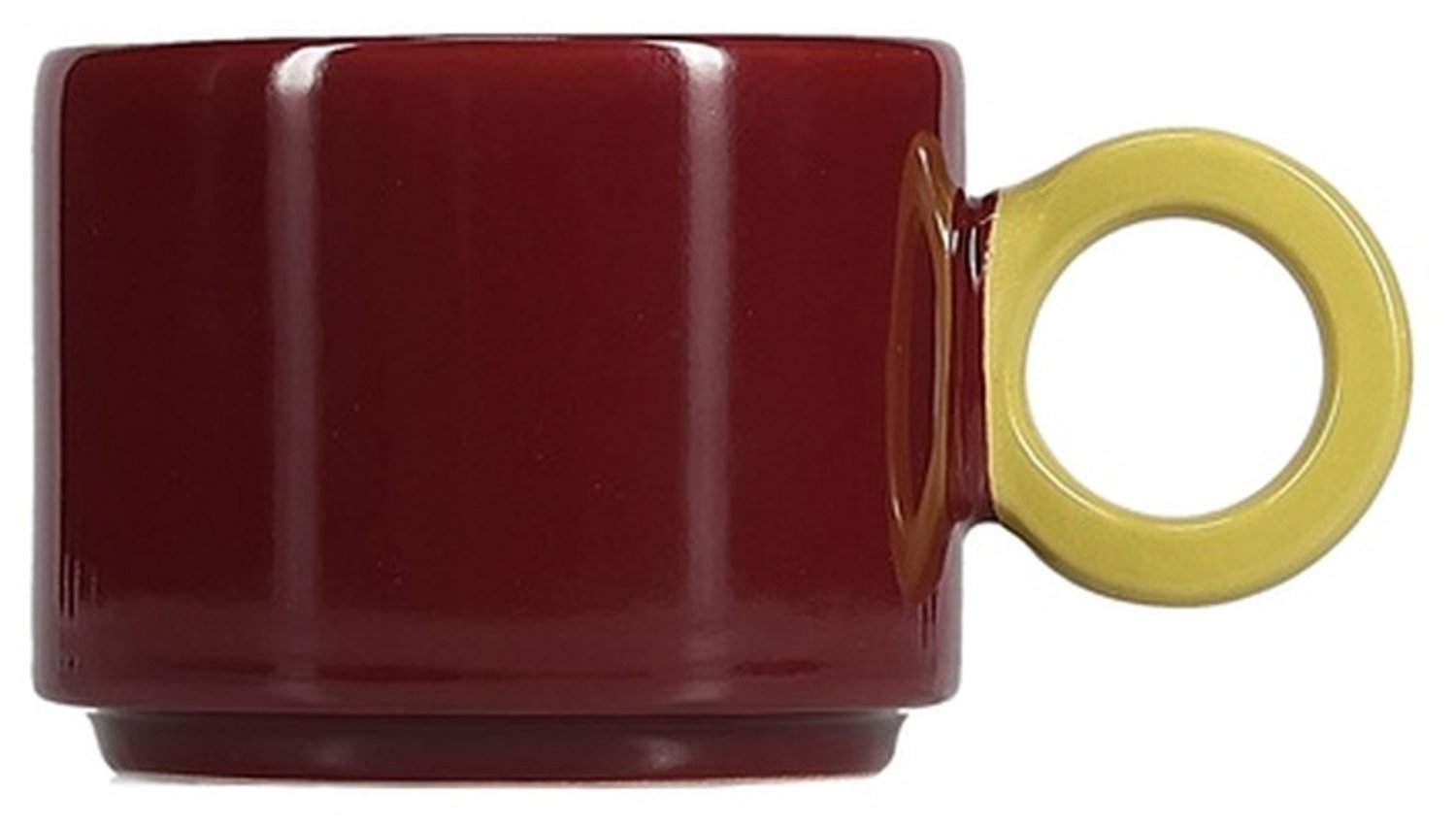 Fameilleur beker 28cl bordeauxrood roze/mosterdgeel geel Lou - stenen drinkbeker en mok, voor koffie, thee, water en limonade, vaatwasser- en magnetronbestendig, voedselveilig, servies voor thuis, restaurant en horeca, mooi als cadeau