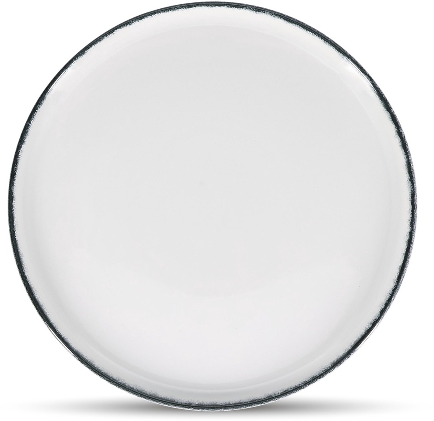 Fameilleur plat bord 27,5xH2,5cm zwart rim Fade set van 4 - stenen eetbord en dinerbord, voor ontbijt, lunch, diner en hoofdgerecht, vaatwasser- en magnetronbestendig, voedselveilig, servies voor thuis, restaurant en horeca, mooi als cadeau