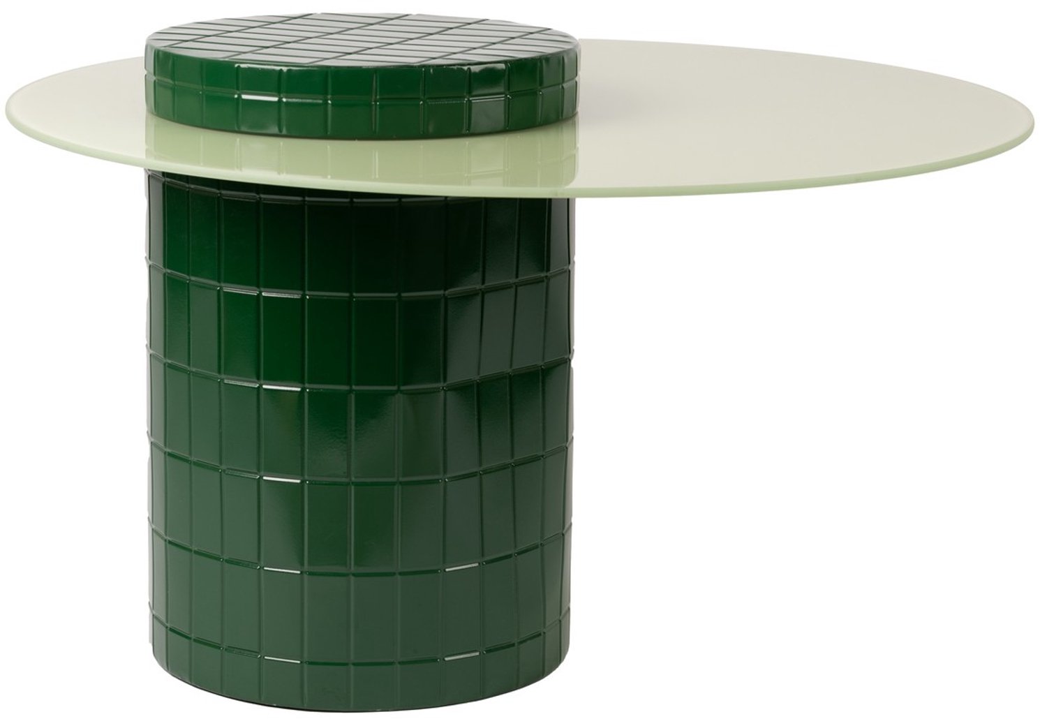 Fameilleur bijzettafel 80xH49cm groen Bowie - glazen design salontafel, voor woonkamer, slaapkamer en hoek naast de bank, woondecoratie voor modern interieur, mooi als cadeau