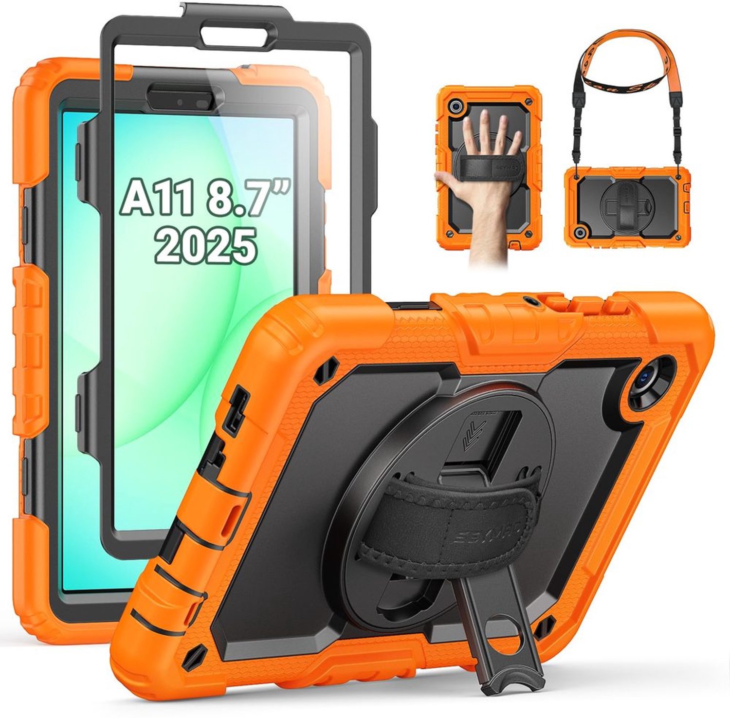 Robuuste Case voor 8.7 Inch Samsung Galaxy Tab A met 360° Draaistand en Handriem