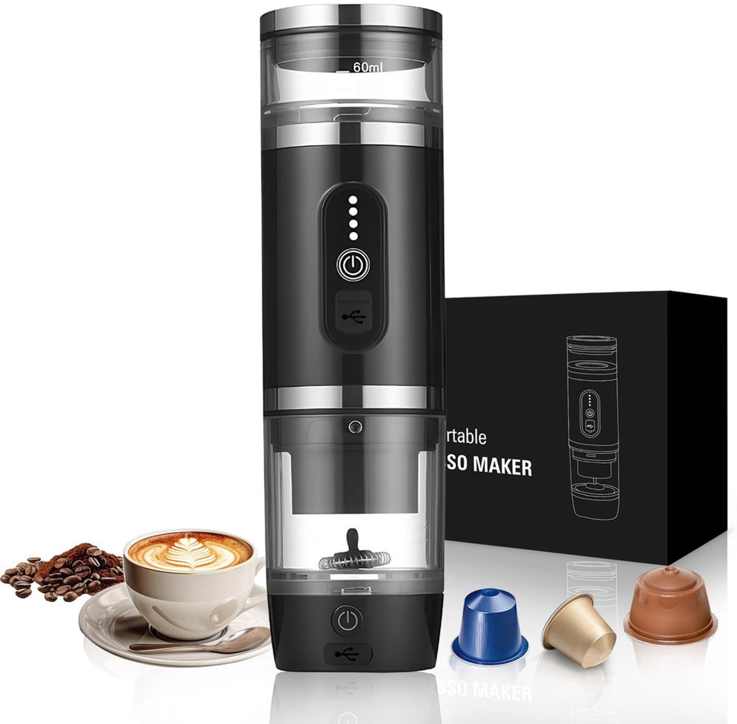 Draagbare 3-in-1 Koffiemaker met Melkschuimer