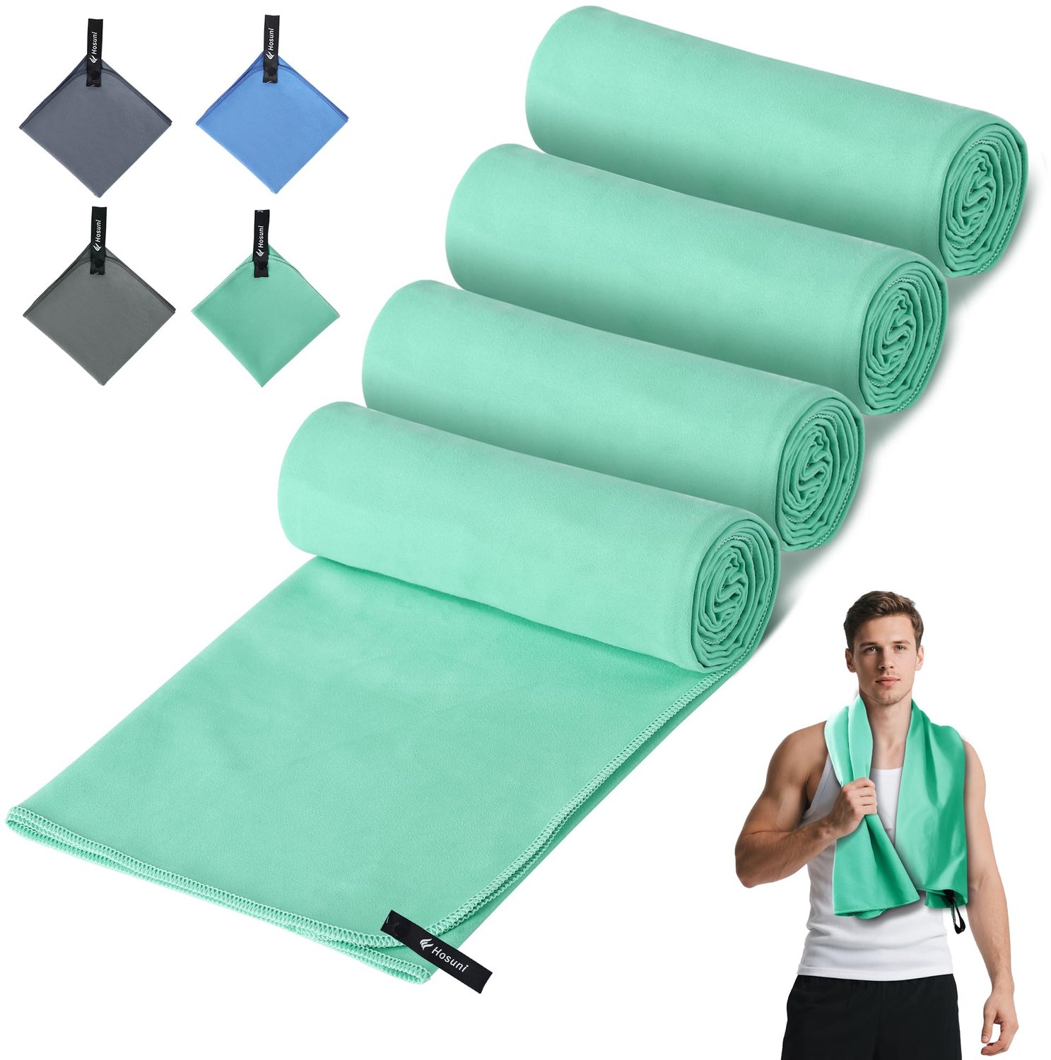 4-Pack Actieve Sport Handdoeken - Ultra Absorberend en Compact