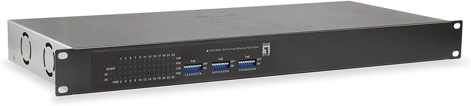 LEVELONE Switch 24x FE FGP-2602 2xGSFP 19" 150W 24xPoE - ShopVlot