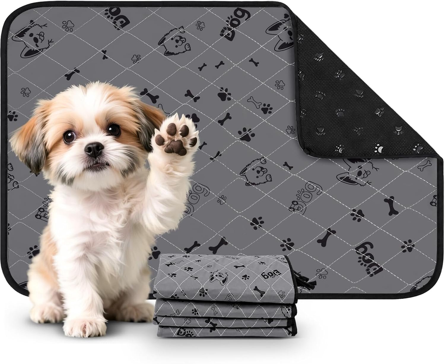 DEWEL 2 wasbare puppymatten, 40 x 60 cm, super absorberende huisdierurinemat voor puppy's en katten, antislip - ShopVlot