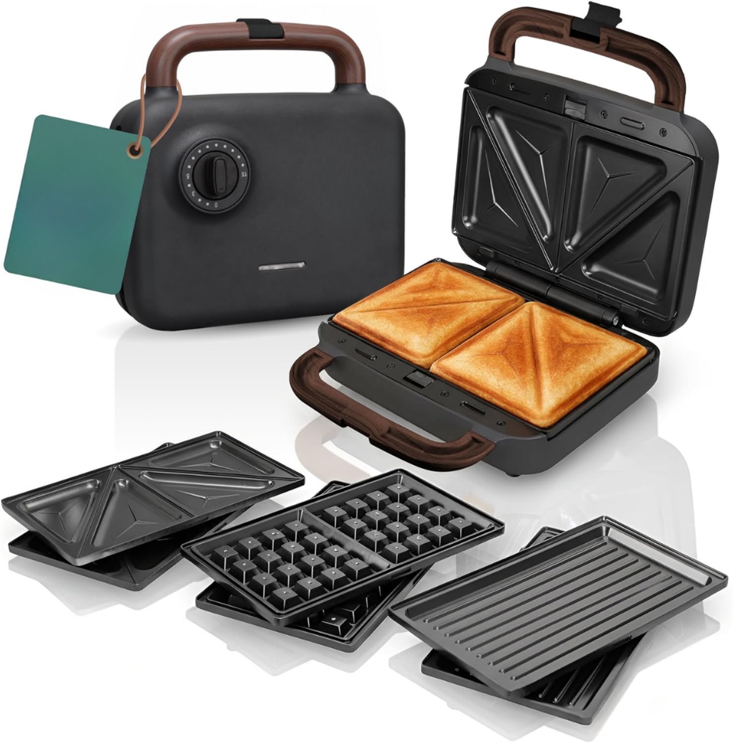 VH Supplies® Contactgrill met Uitneembare Platen - Grill Plaat - Tosti Apparaat - Zwart - 750W - 24 x 23 x 12 cm