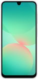 Vooraanzicht van de witte Samsung Galaxy met een kleurrijke, abstracte schermachtergrond.