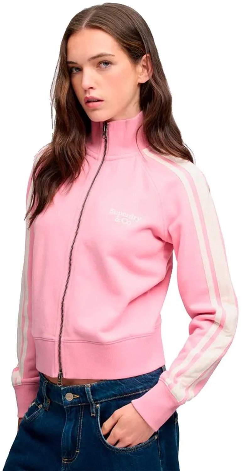 Superdry Side Stripe Track Top Slanke Pasvorm Dames Hoodies Roze