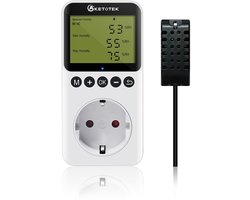 Hygrostat Stekker met Sensor voor Vochtregeling, Countdownfunctie voor Incubator en Terrarium