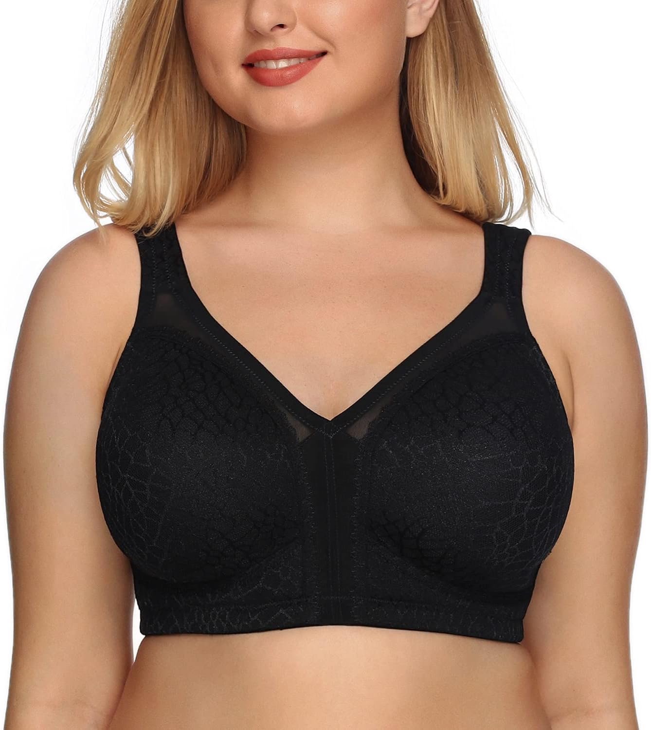 Damescomfortbeha Plusmaat 105E - Zwart - Ongevoerd - Sterke grip en de hele dag comfort - ShopVlot