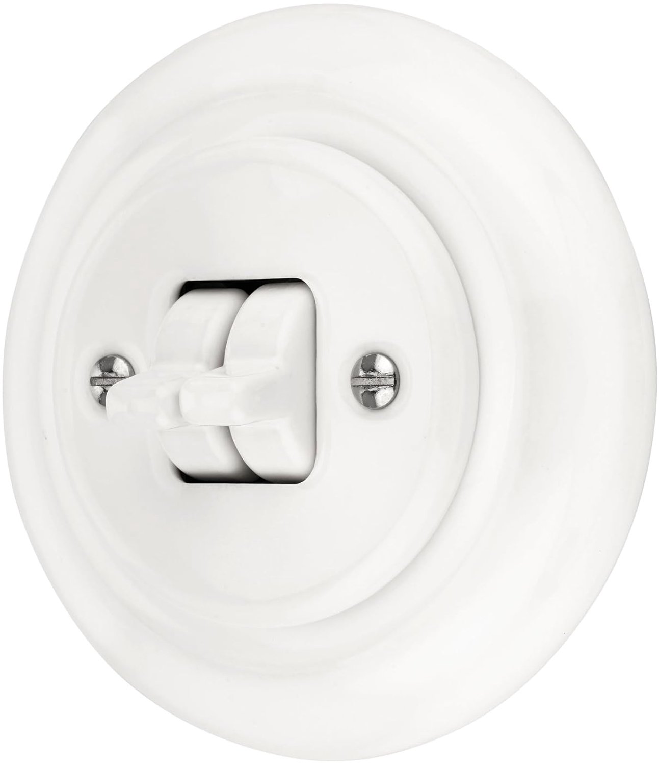 Inbouw porselein Retro Toggle dubbele schakelaar, all-in-one, serie PR1 wit - ShopVlot