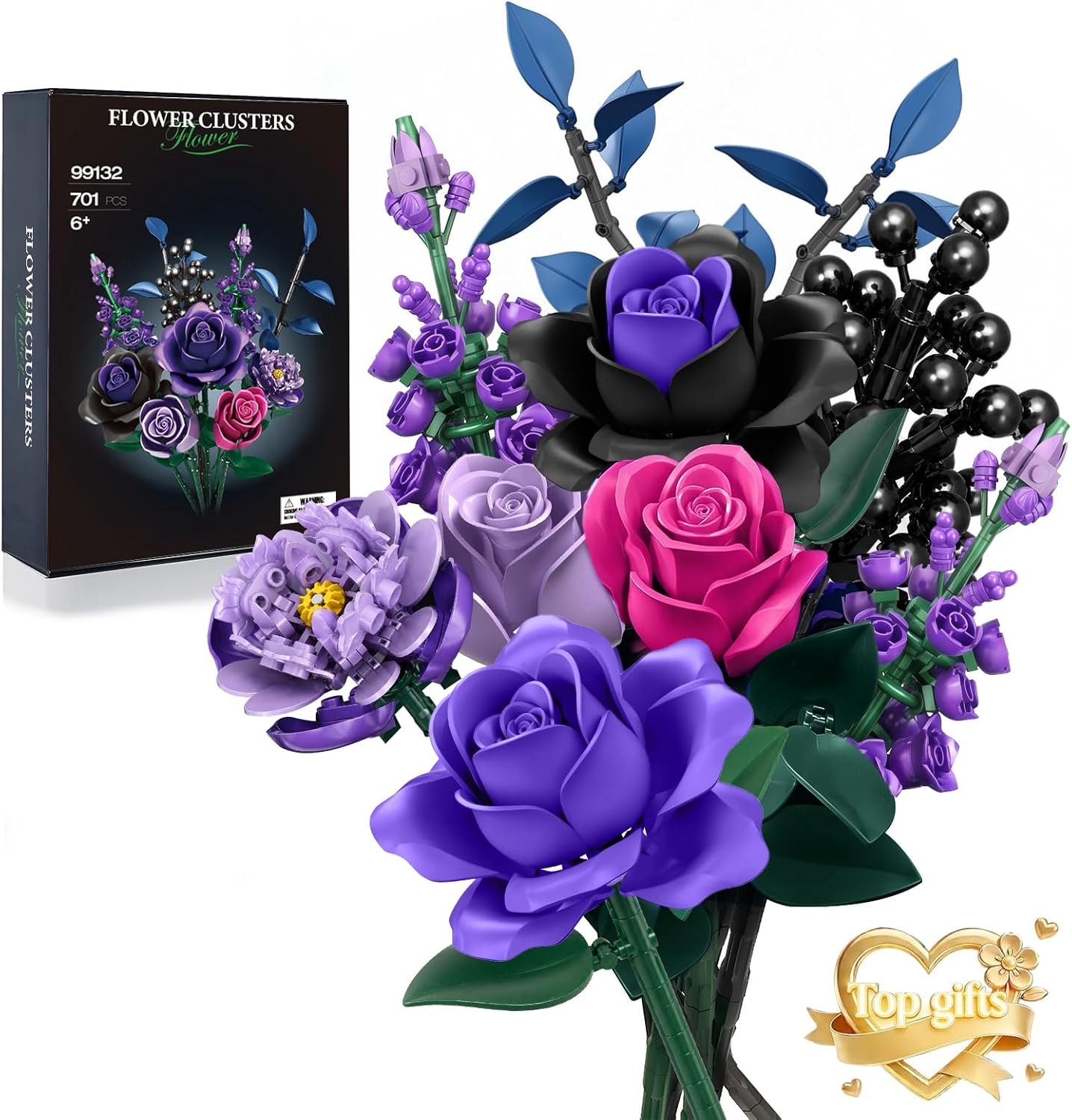 SnelShoppen - Bouquet Building Set - Kunstbloemen, Bouwstenen, DIY Rozen, 701 Stenen, Botanische Collectie, Decoratie, Cadeau voor Valentijn, Moederda