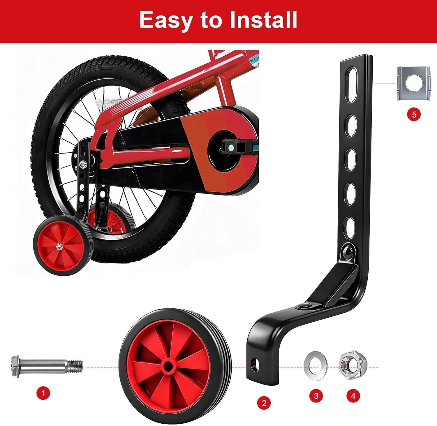 Verstelbare veiligheidssteunen voor kinderfietsen Universele hulpwielen voor 12-20 inch fietsen ideaal voor beginners en extra stabiliteit