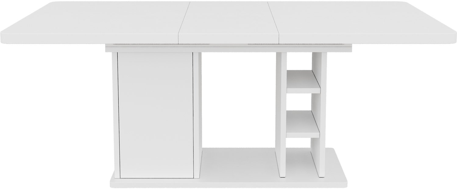 SONNENH Uitschuifbare eettafel met opbergkast en open vakken - Wit MDF - 140–180 x 80 cm