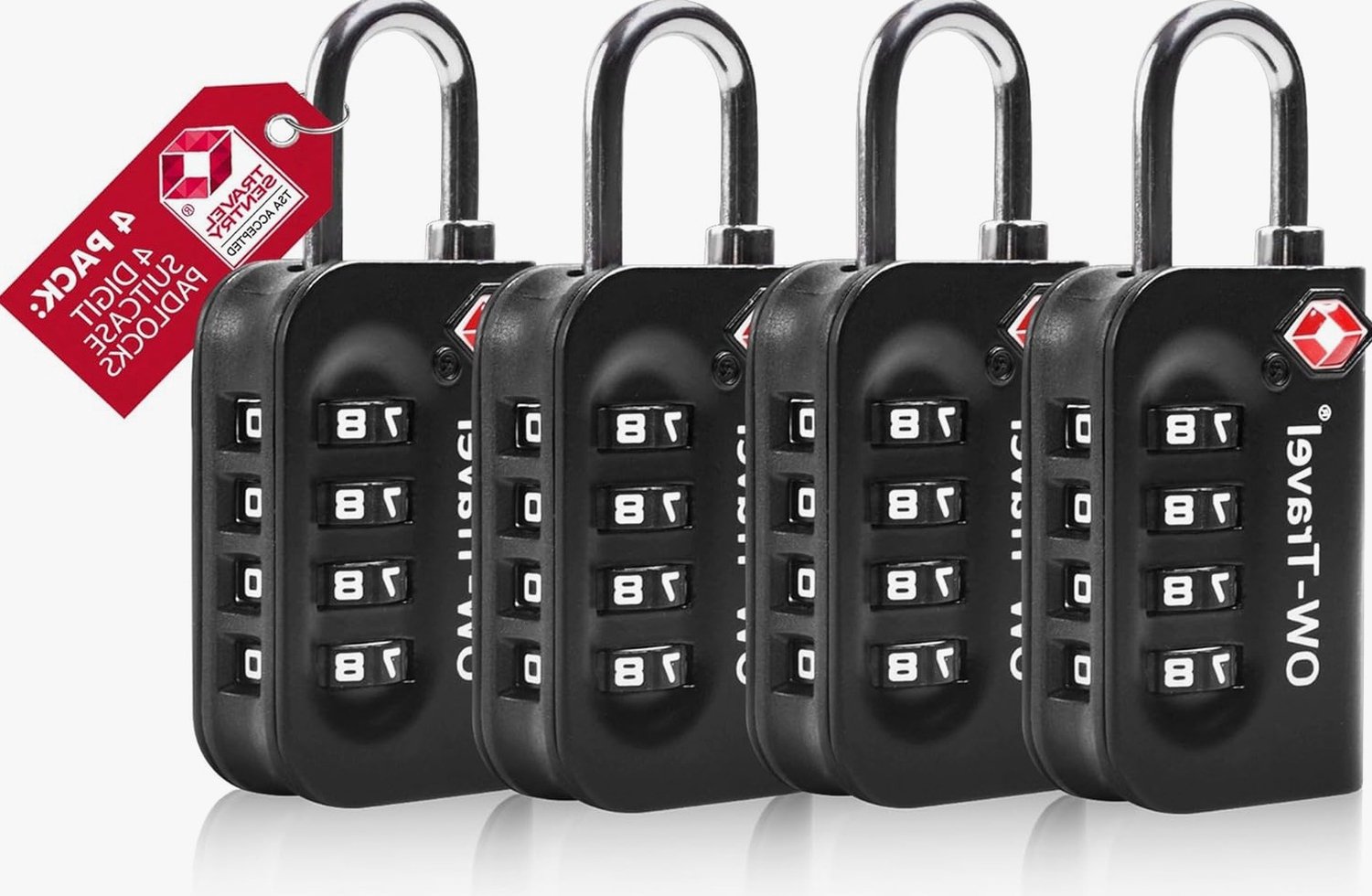 4x TSA Cijferslot Koffer Hangslot Bagage Sloten Reisbeveiliging