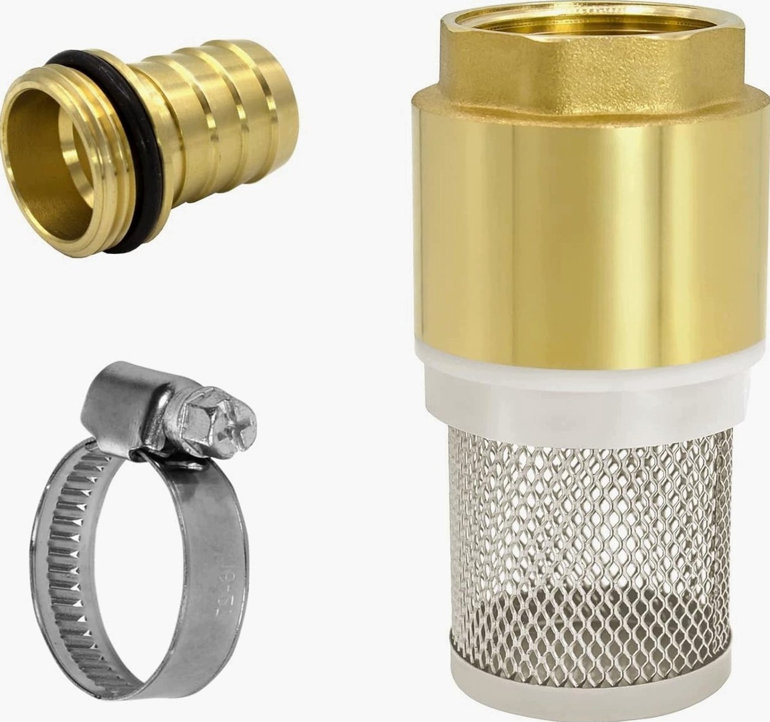 Merkloos Zuigfilter met Terugslagklep en Mandje - 1 Inch Messing & Staal