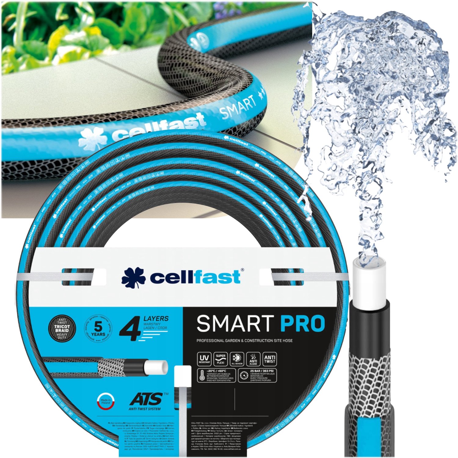 Smart Pro 4-laags Tuinslang 1" 30m - ATS Oplot, UV-bestendig