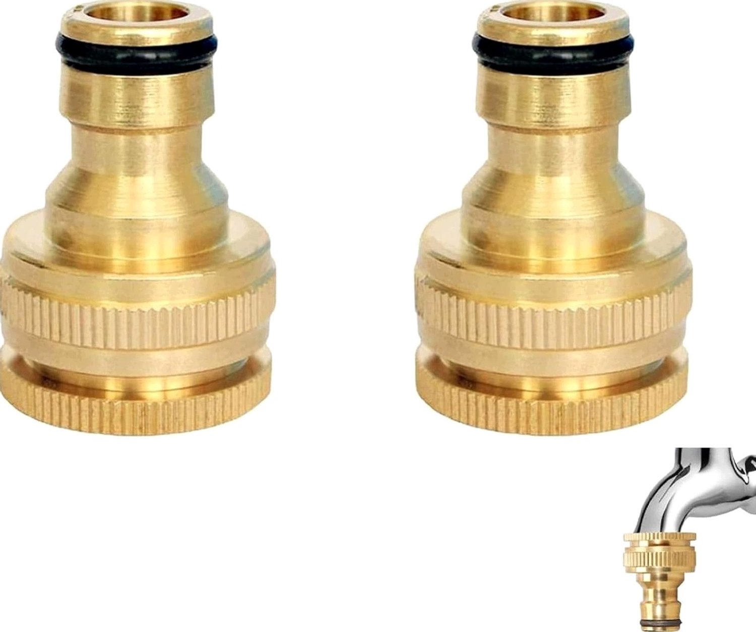 Messing Slangkoppeling Set - 2 stuks - 1/2" & 3/4" Tuinslang Kraan