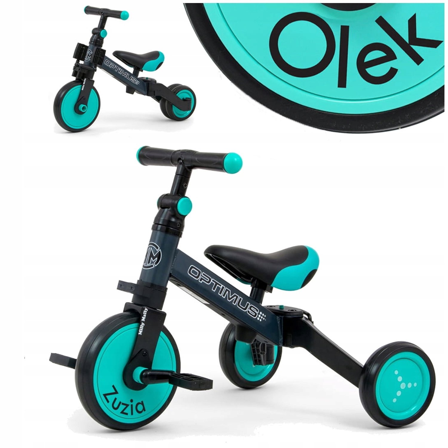 3-in-1 Loopfiets met Naam - Peuterdriewieler