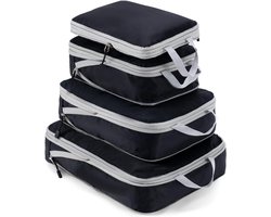 SnelShoppen - Meowoo Compressie Packing Cubes voor Koffers - Uitbreidbare Opbergzakken - Lichtgewicht Reis Organizers - 4 Stuks - Zwart