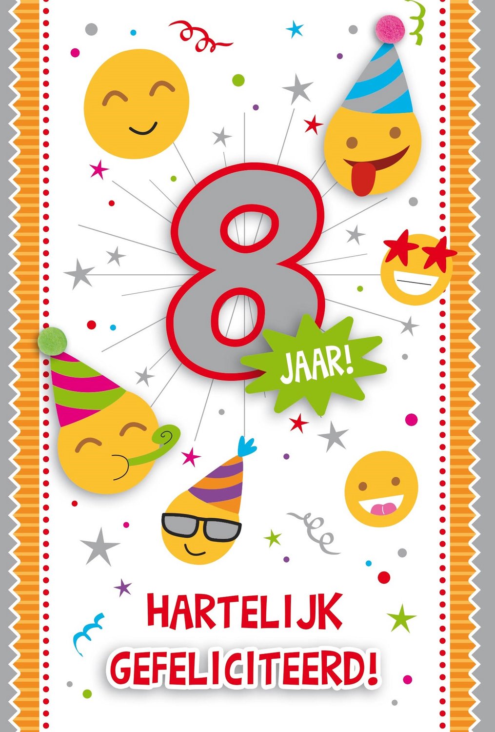 Luxe 3D Verjaardagskaart 8 Jaar - Leeftijdskaart 8 Jaar- Wenskaart 8 Jaar - Gefeliciteerd 8 Jaar