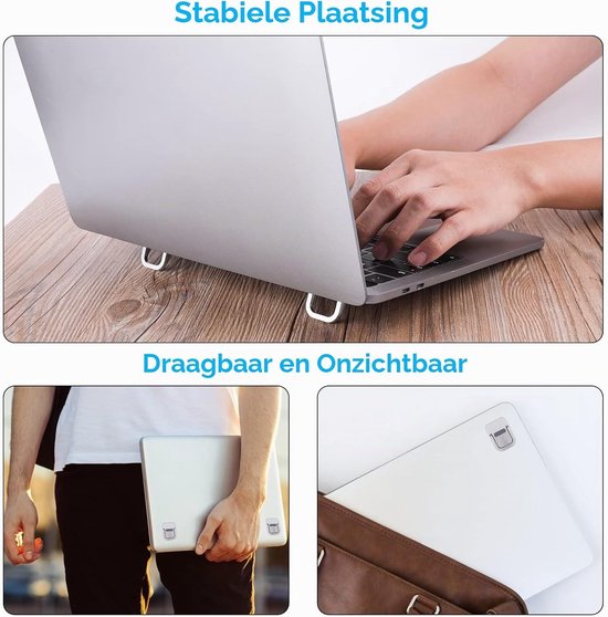 2 Stuks Draagbare Laptopstandaard met Zelfklevende Mini Ondersteuning, Vouwbare Toetsenbordsteunen voor Bureau, Antislip Siliconen Voeten voor Optimaal Gebruik — afbeelding 4