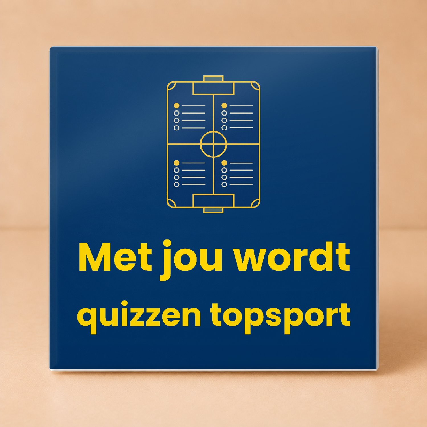 Bedruk King Strakke minimalistische Sportquizkampioen Tegel – Stijlvolle decoratie voor sport- en quizliefhebbers - 15 x 15 cm Wit