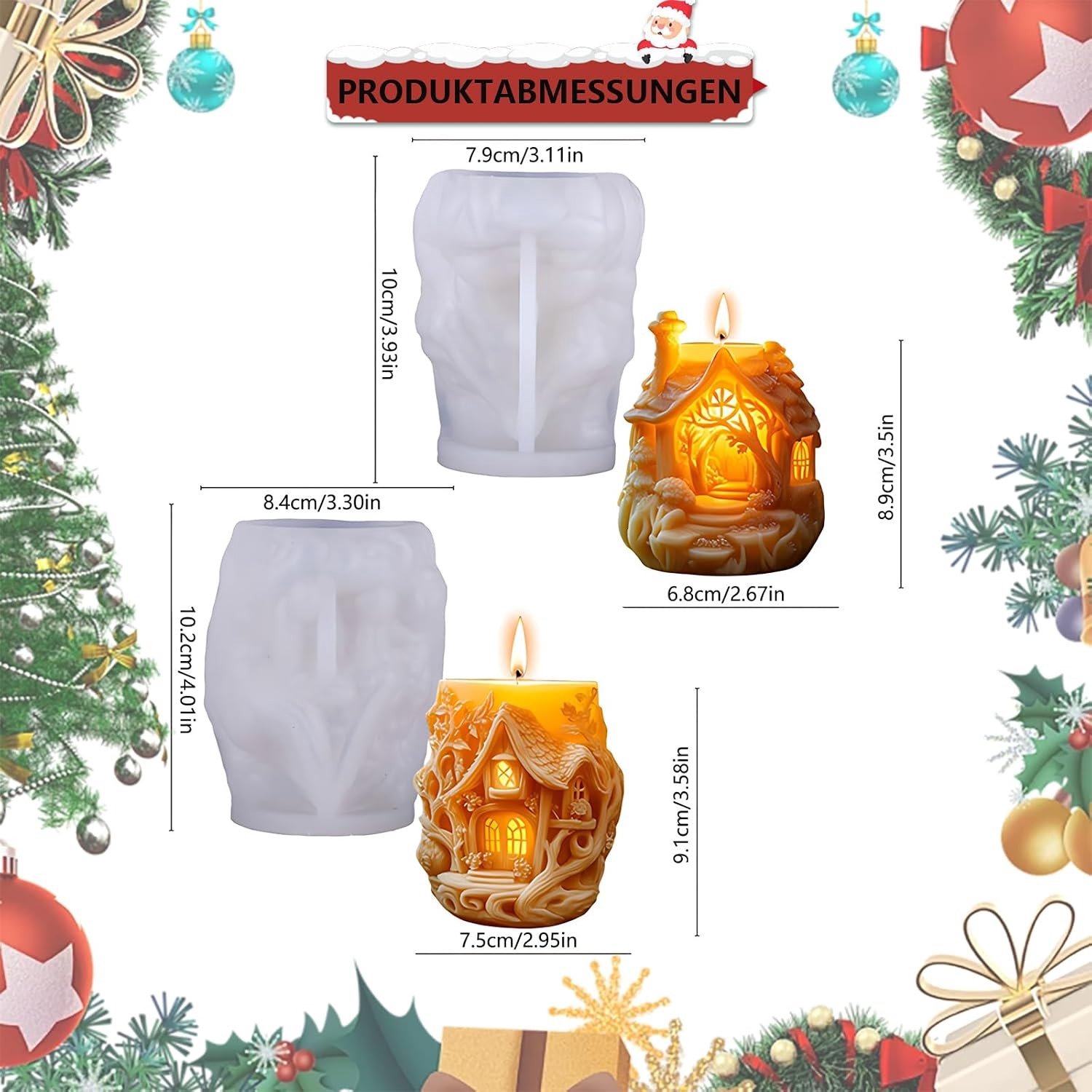 3D Silicone Mallen voor Kerstkaarsen, Set van 3 Huisvormige Mallen voor DIY Kaarsen, Creatieve Mallen voor Kerstdecoratie en Ambachten – foto 3