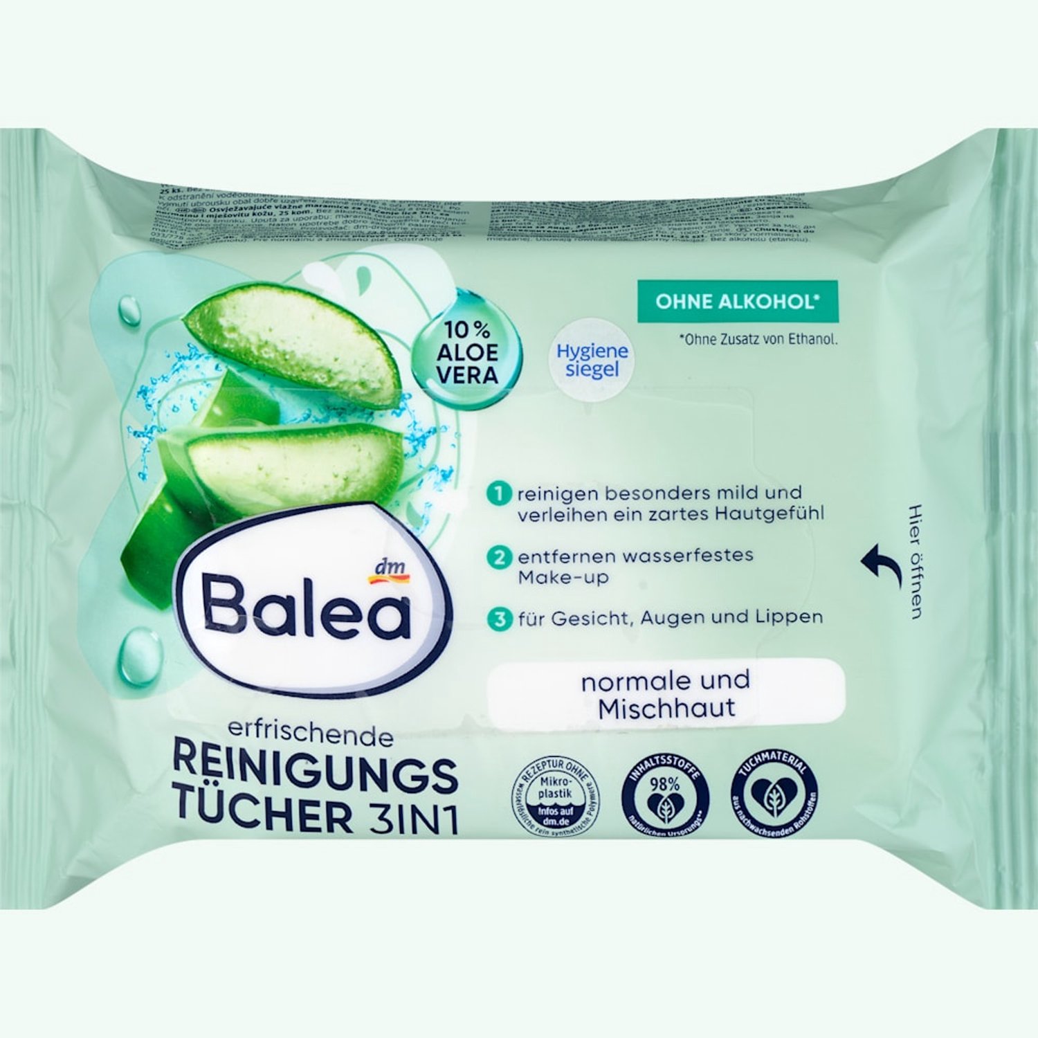 Balea Reinigingsdoekjes 3-in-1 Verfrissend, 25 stuks