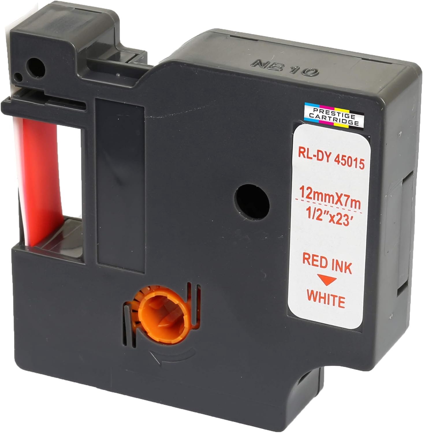 Labelcassette 12mm x 7m - Rood op Wit - Compatibel met diverse LabelManagers - Ideaal voor duidelijke labeling - Vemera