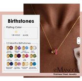 Maevi® Geboortesteen Ketting - Kleur: Zilver - Maand: Oktober - Hoge Kwaliteit - RVS / Stainless Steel - Birthstone Necklace - Geboorte / Verjaardag Cadeau - Kraamcadeau - Incl. Luxe Verpakking - Mama / Moeder / Vrouw - Verkleurt Niet