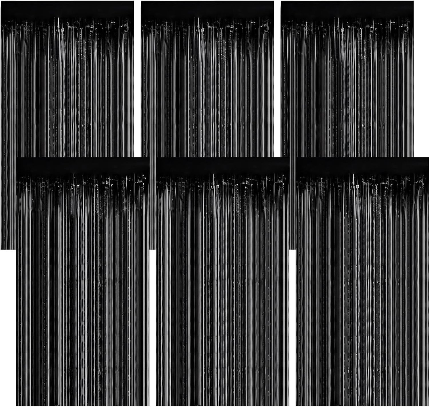 Pack of 6 Glitter Curtains, 1 m x 2 m, Lametta Curtain with Adhesive Stripes, Glitter Curtain, Background Decoration - ShopVlot